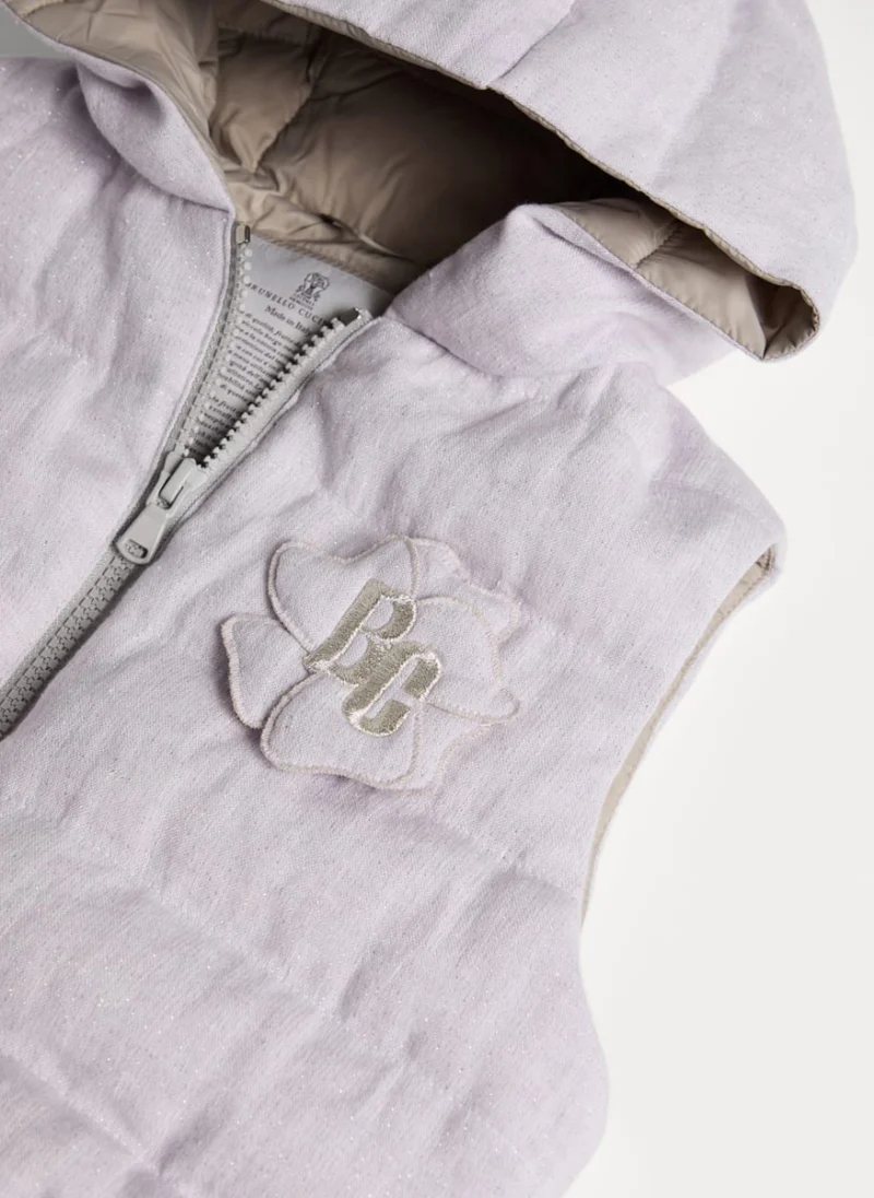 Пухен елек от лен с 3D детайл Brunello Cucinelli Kids 4-6 — снимка 3
