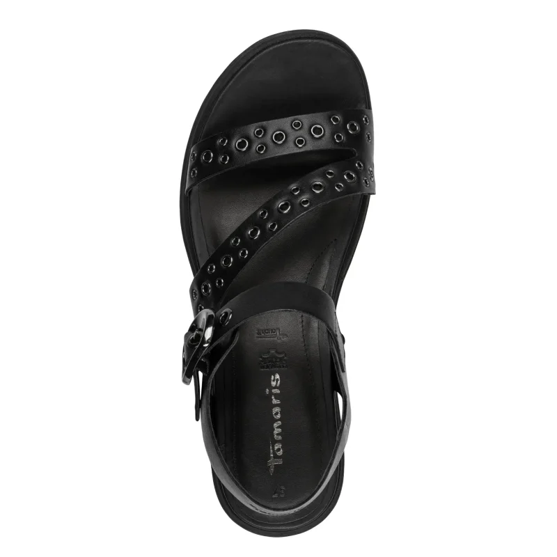 Дамски Равни Сандали TAMARIS – 1-28217-46-003 BLACK LEATHER — снимка 5