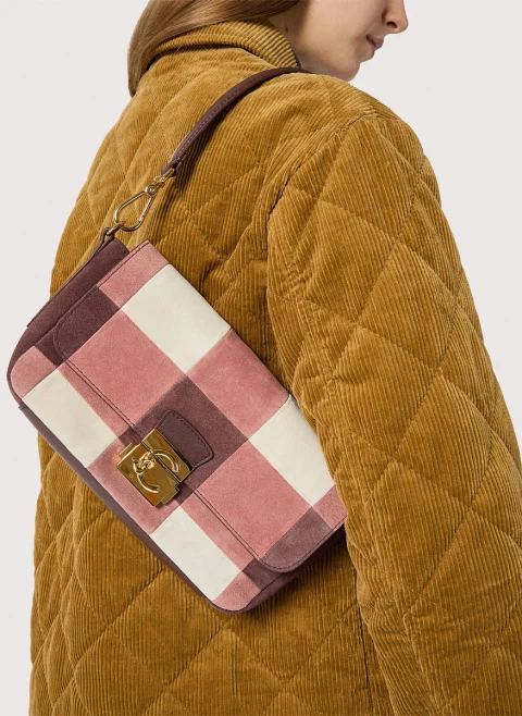 Велурена чанта Coccinelle C-Me Lock Multi Winter Rose Berry — снимка 5