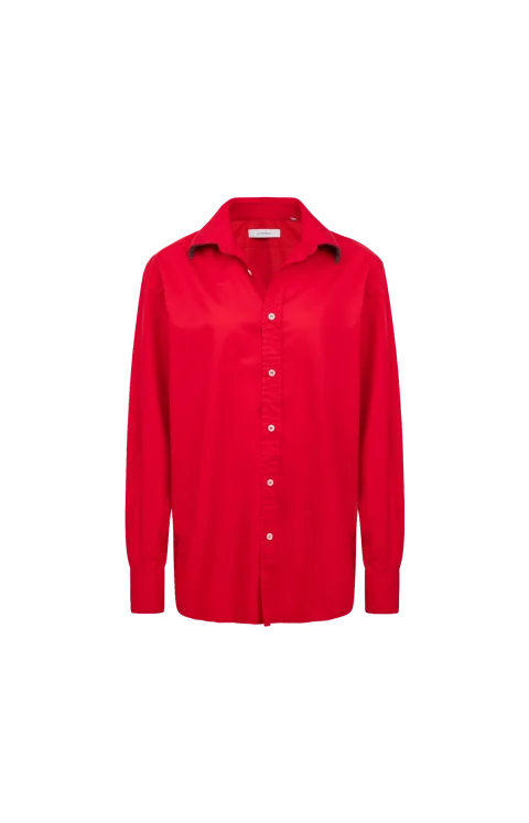 Cotton Shirt with Contrasting Wool Collar