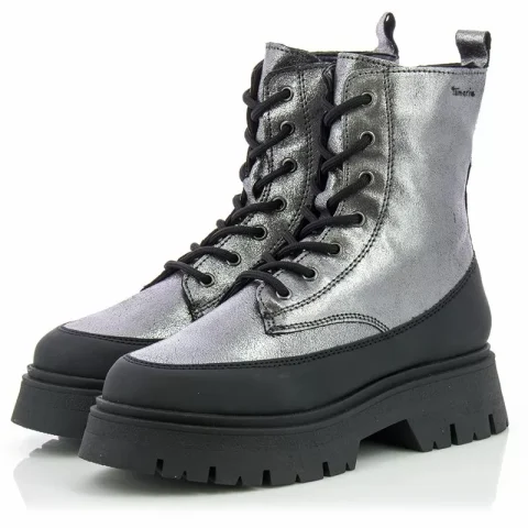 Дамски Кубинки TAMARIS – 1-1-25230-39 910 SILVER MET/BLK — снимка 3