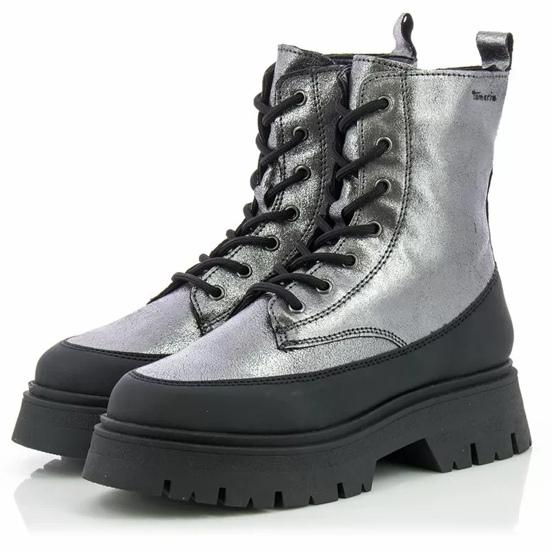 Дамски Кубинки TAMARIS – 1-1-25230-39 910 SILVER MET/BLK — снимка 3