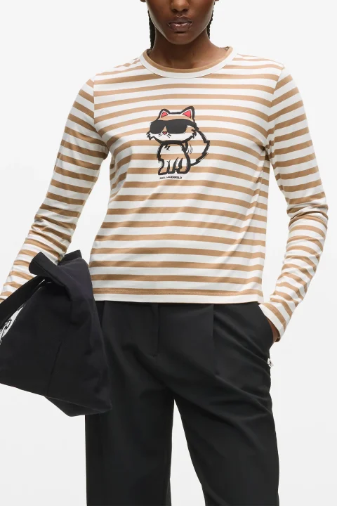 Блуза Ikon Print Stripe Lslv A1W17137 2nj cannoli cream-nougat — снимка 2