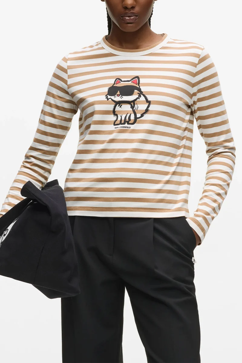 Блуза Ikon Print Stripe Lslv A1W17137 2nj cannoli cream-nougat — снимка 2