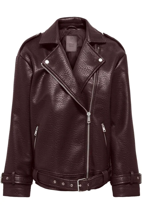 Яке Onlsoft Faux Leather Biker 15374106 19-1110 TCX chocolate plum