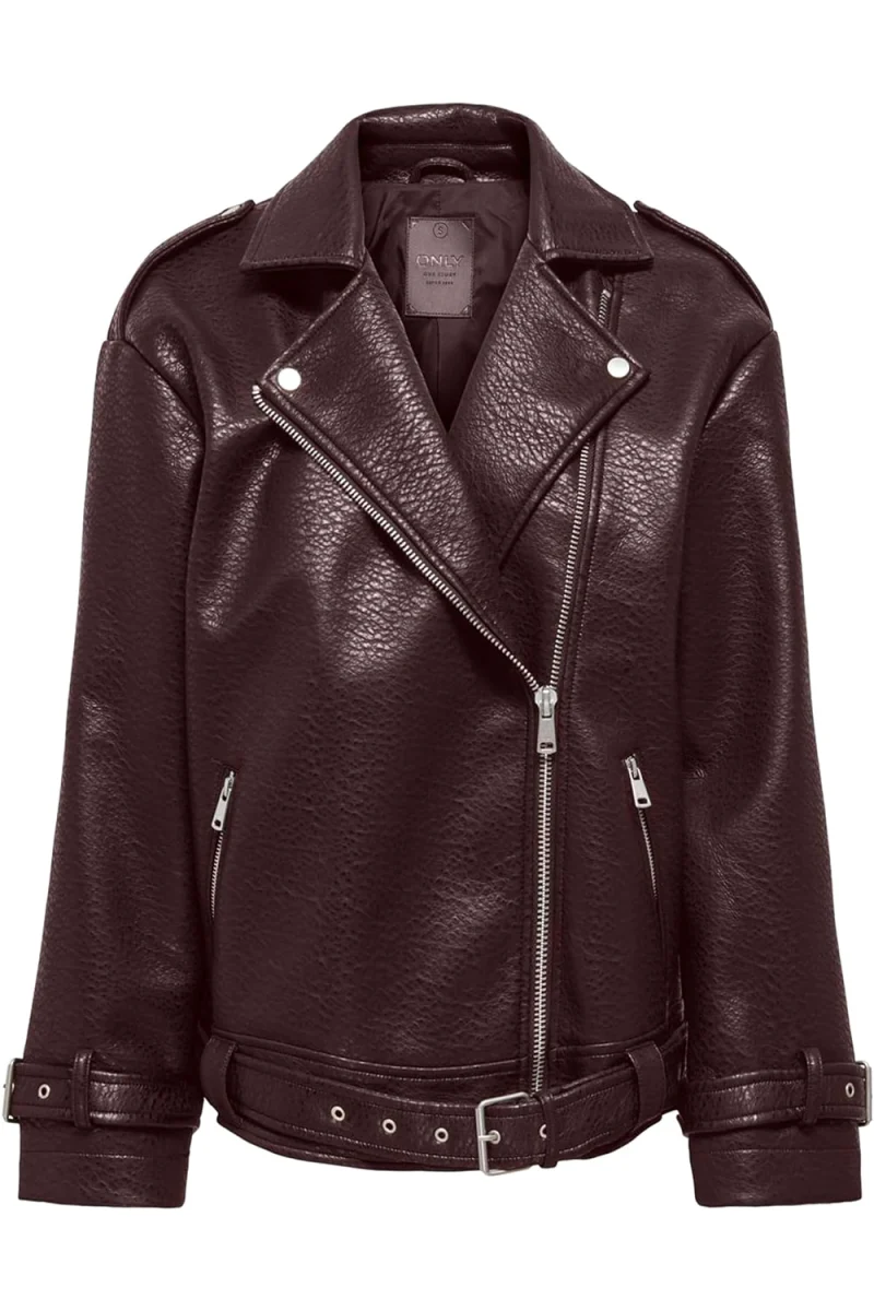 Яке Onlsoft Faux Leather Biker 15374106 19-1110 TCX chocolate plum