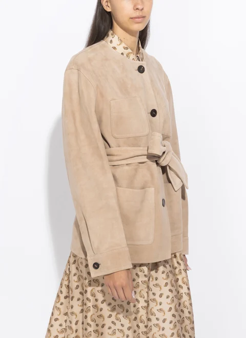 Велурено яке с колан Max Mara Studio Mstboemia — снимка 5