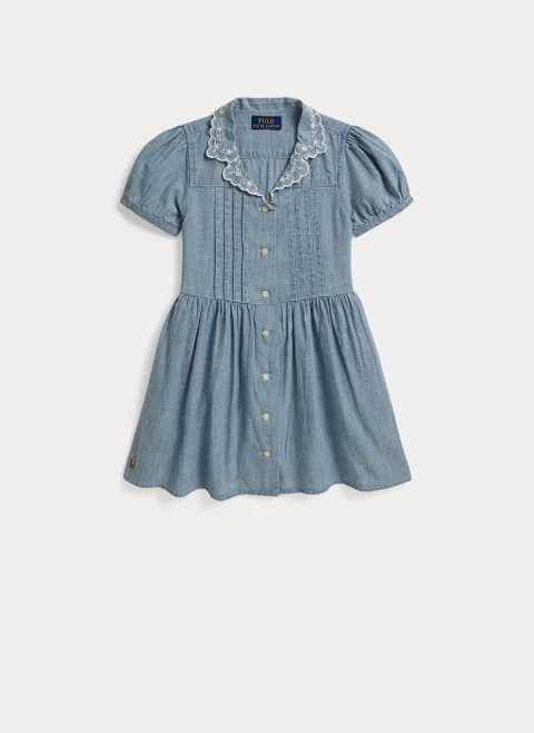 Рокля от деним с бродерия Ralph Lauren Kids 2-6 — снимка 4