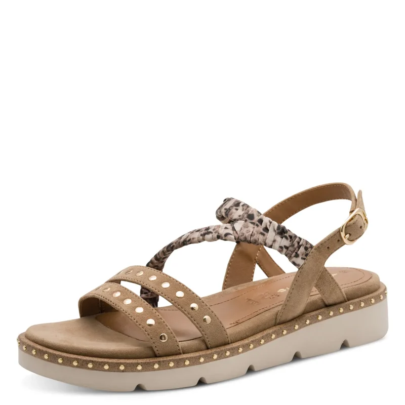 Дамски Равни Сандали TAMARIS – 1-28227-46-402 BEIGE COMB — снимка 3
