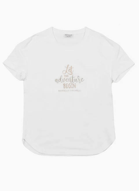 Тишърт с бродерия Brunello Cucinelli Kids 4-6