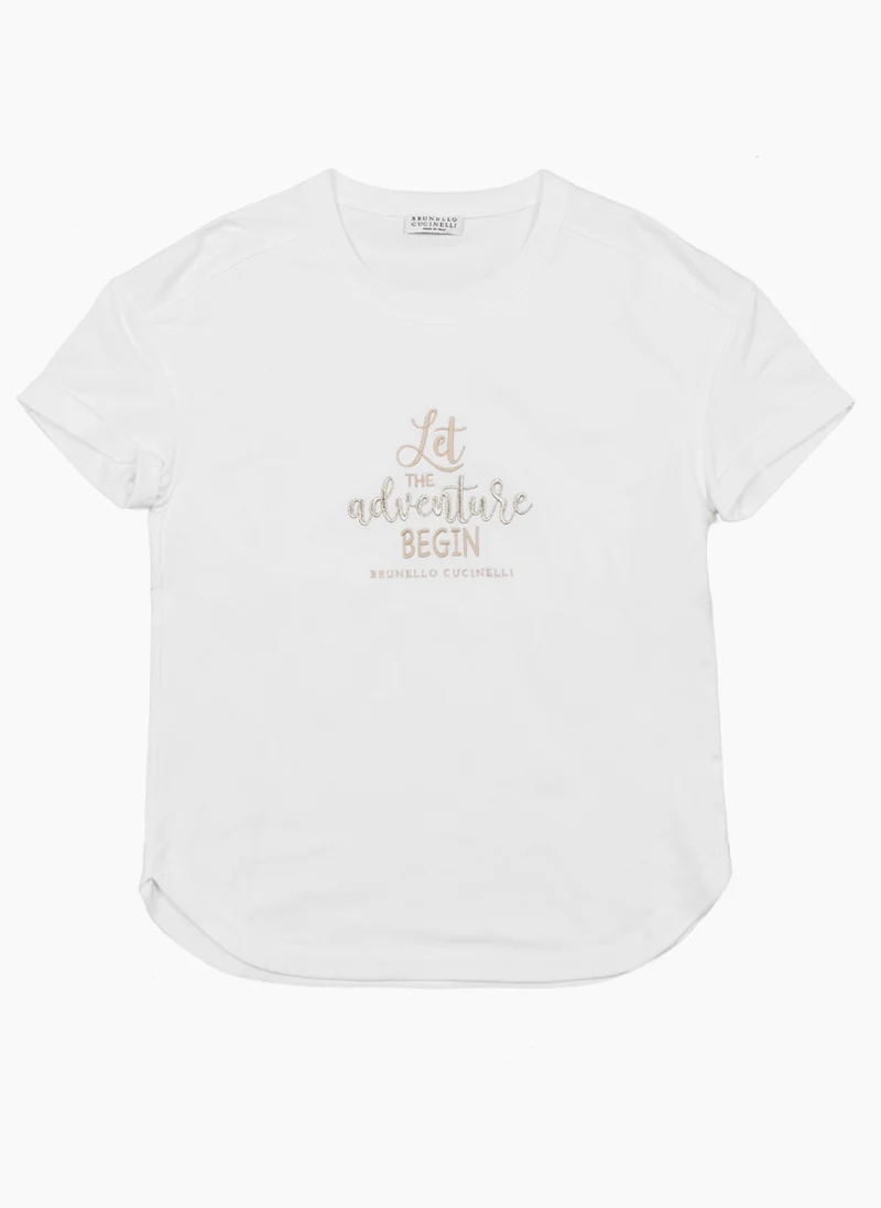 Тишърт с бродерия Brunello Cucinelli Kids 4-6