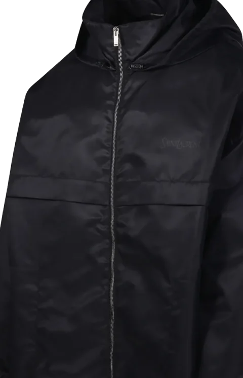 Hooded Logo-Print Parka in Black — снимка 2