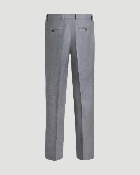 Linen and Wool Trousers in Grey — снимка 2