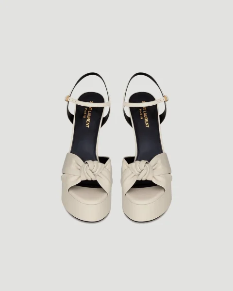 Bianca Platform Sandals in Pearl Smooth Leather — снимка 3