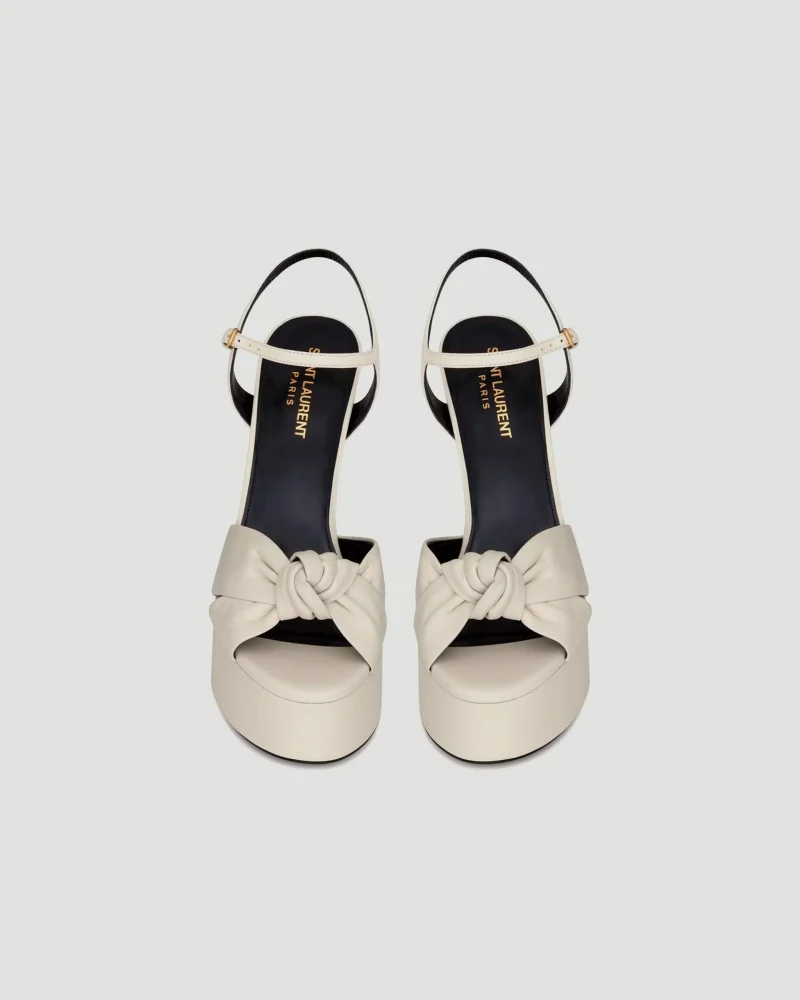 Bianca Platform Sandals in Pearl Smooth Leather — снимка 3