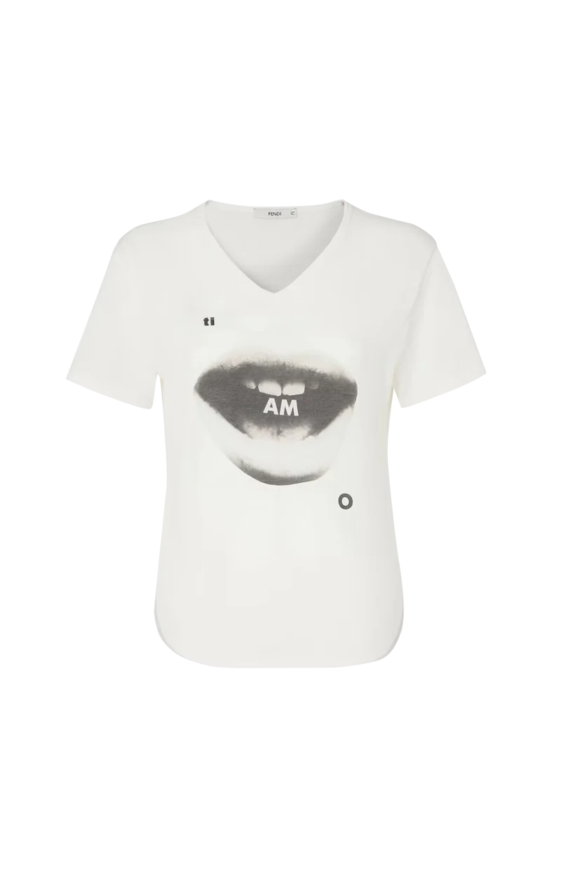 Ivory Jersey T-Shirt with Ti Amo Print