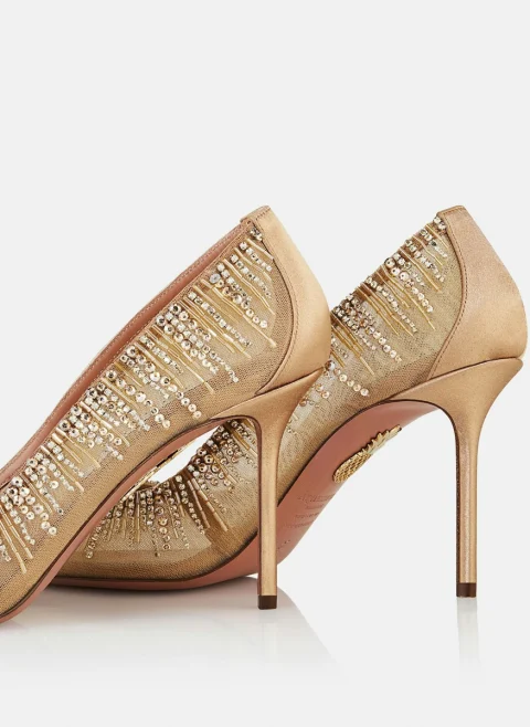 Обувки на ток с декоративни кристали 'Soft Sky' Aquazzura — снимка 3