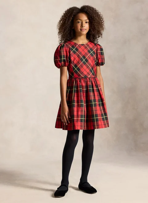 Карирана рокля от тафта Ralph Lauren Kids 7-16 — снимка 2
