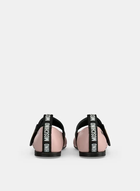 Кожени балеринки с Bear детайл Moschino Kids — снимка 3