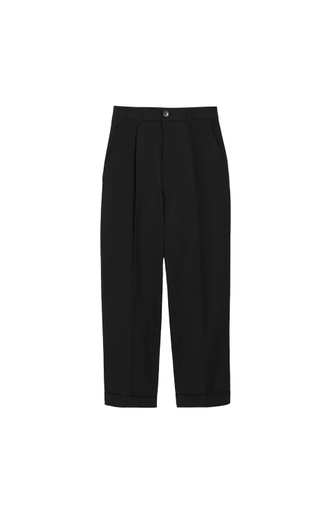 Black Cotton Carrot Oversized Trousers