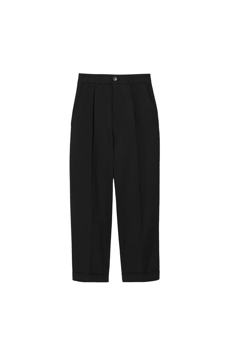 Black Cotton Carrot Oversized Trousers