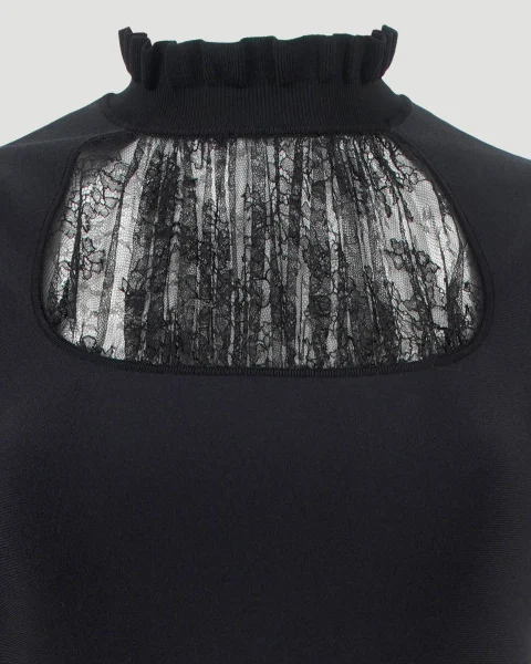 Lace Panel Top in Black — снимка 2