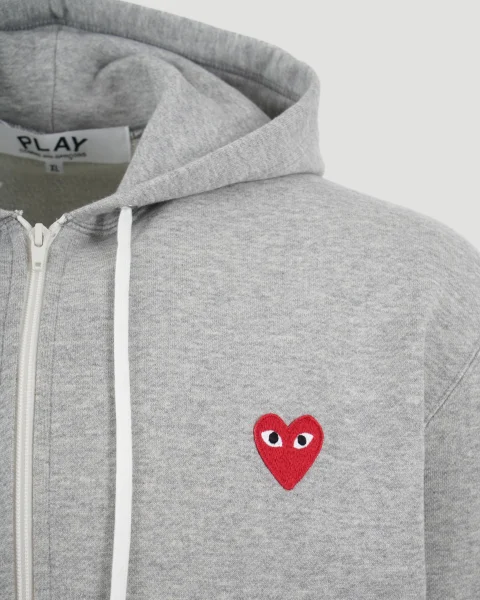 Zipped Heart Logo Hoodie in Grey — снимка 3