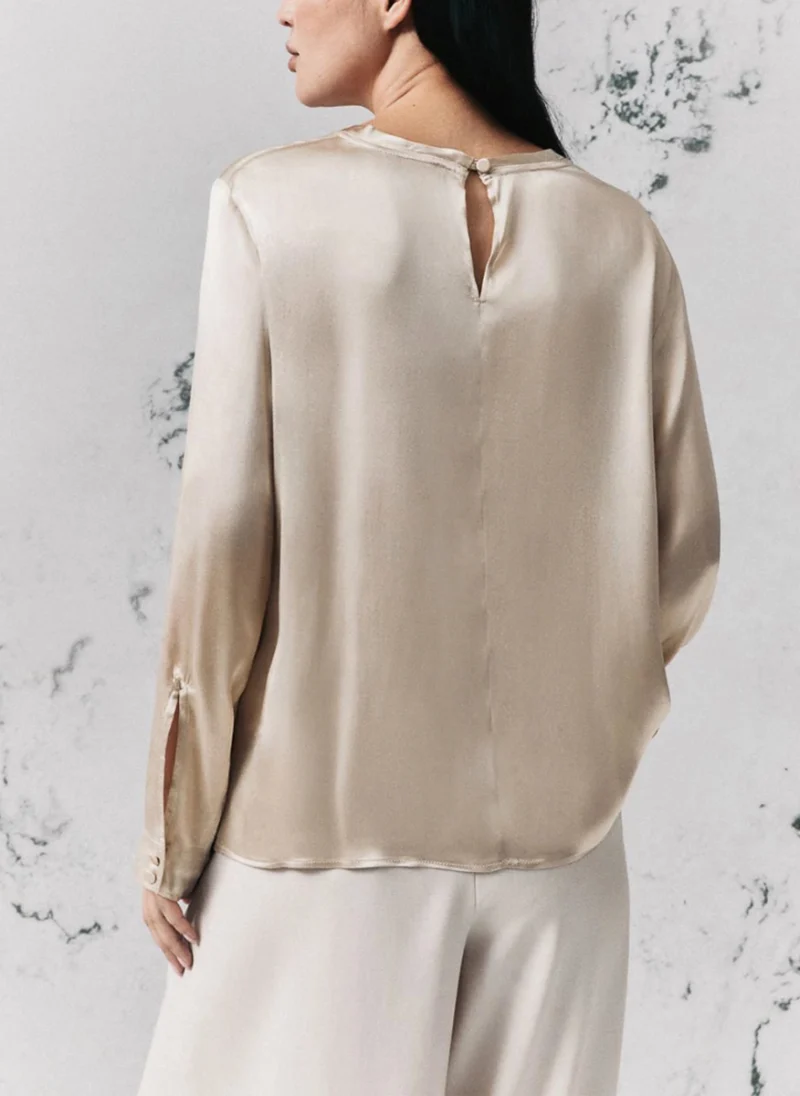 Сатенена блуза с коприна Marella Monochrome Mllgettone — снимка 2