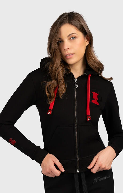 Черен суитшърт с контрастна щампа