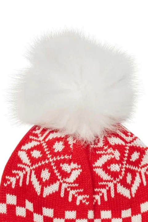 шапка Vmsnowflake Pattern Beanie Xmas 10272235 18-1663 TCX Chinese Red — снимка 2