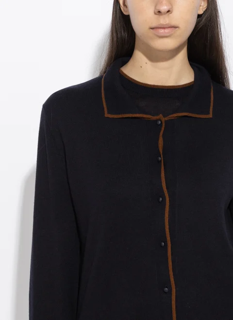 Жилетка с контрастни кантове 'Shirt-style' Max Mara Studio Msttarga — снимка 5