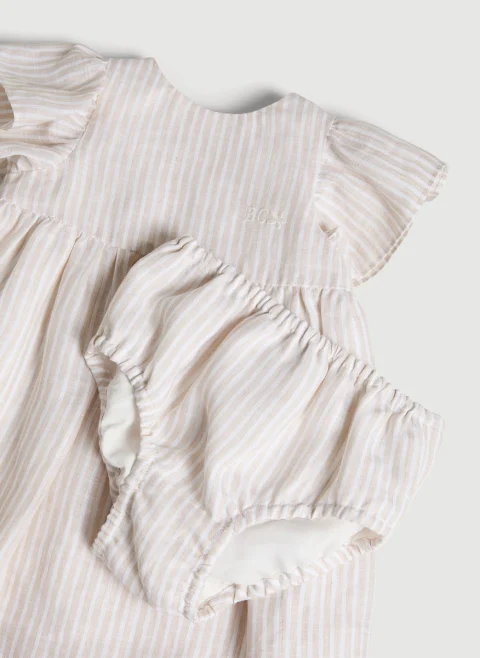 Рокля от лен Brunello Cucinelli Kids — снимка 2