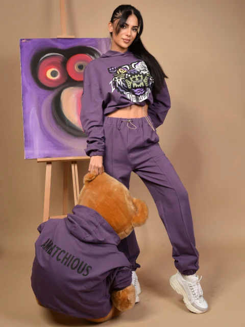 СУИЧЪР В ЛИЛАВ ЦВЯТ Purple cropped sweatshirt — снимка 5