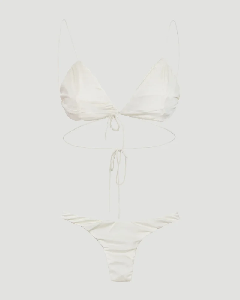 Tyra Satin Swimsuit in White — снимка 2