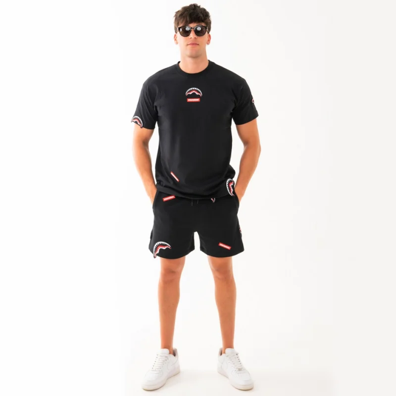 Мъжка черна тениска с апликации SPRAYGROUND