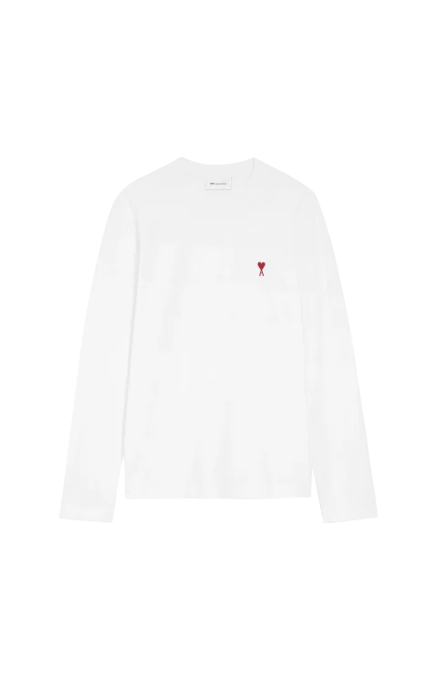White Cotton Longsleeves T-Shirt with Ami de Coeur