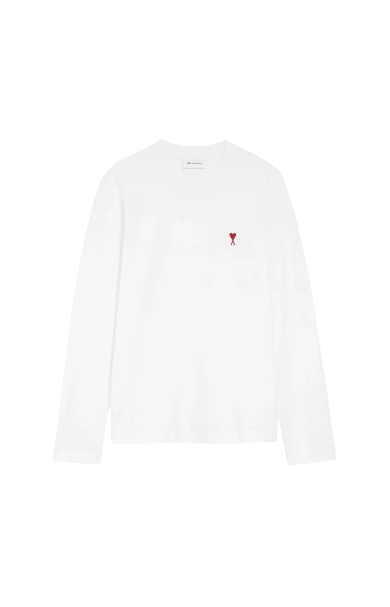 White Cotton Longsleeves T-Shirt with Ami de Coeur