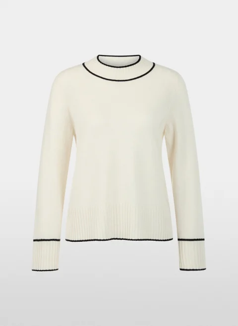 Пуловер от фина вълна с контрастни детайли Marc Cain Sports — снимка 11