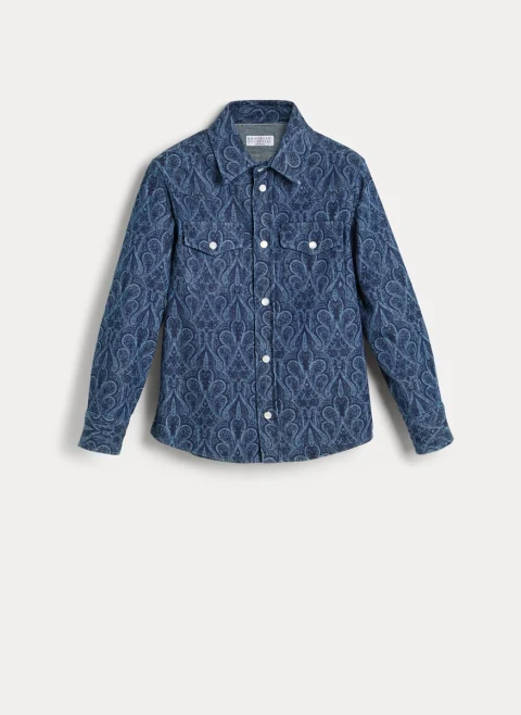 Риза от деним 'Paisley' Brunello Cucinelli Kids 4-6