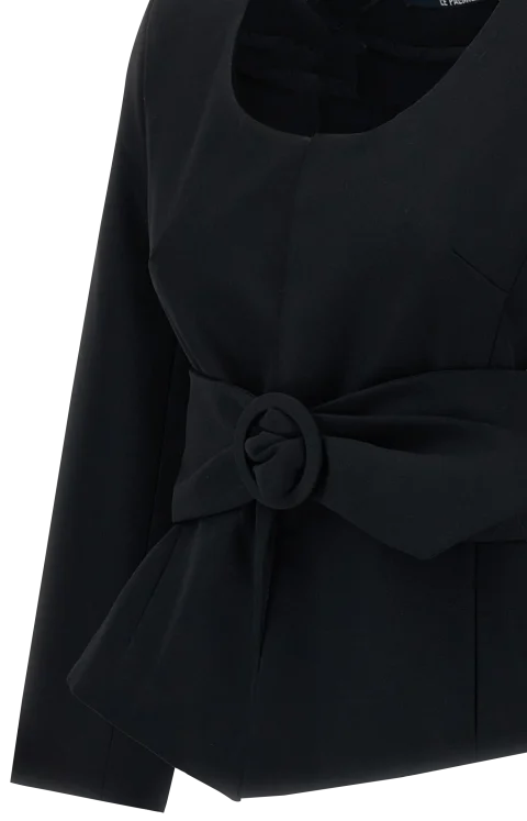 Belted Peplum Jacket in Black — снимка 5