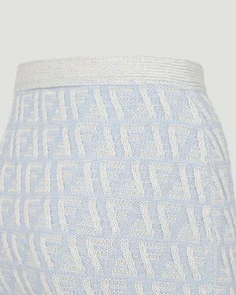 Light Blue FF Cashmere and Wool Mini Skirt — снимка 3