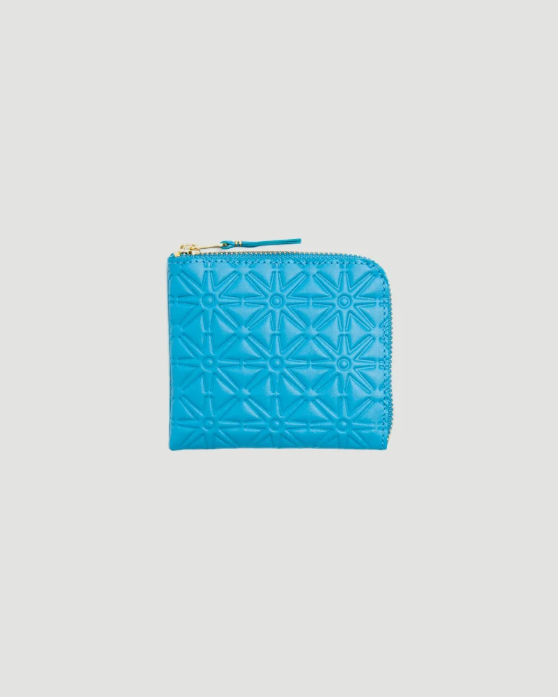 Embossed Leather Line Wallet in Blue