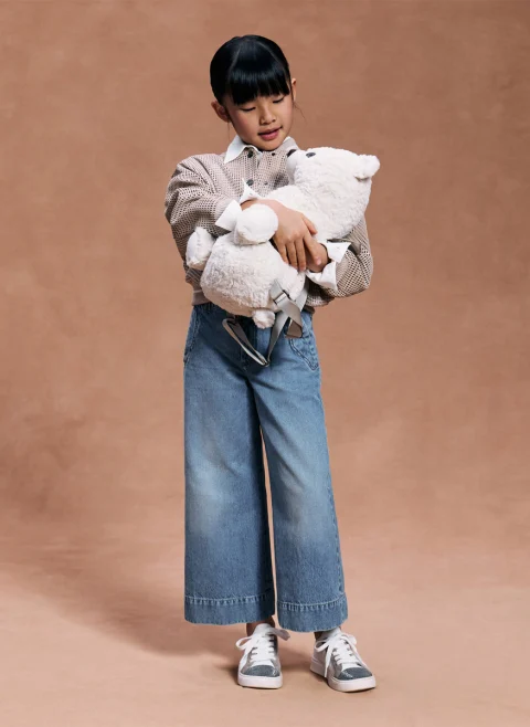 Разкроен деним с монили Brunello Cucinelli Kids 4-6 — снимка 4