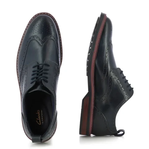 Мъжки Ежедневни CLARKS – 26178471 ALDWIN LIMIT NAVY LEATHER — снимка 5