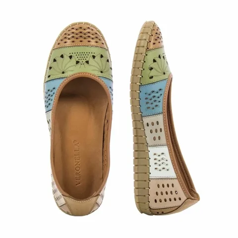 Балерини VERONELA – 398.721 TAN MIX — снимка 4