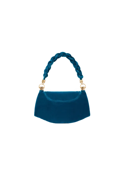 Studded Velvet Small Marcie Foulard Hobo Bag in Moon Blue — снимка 4