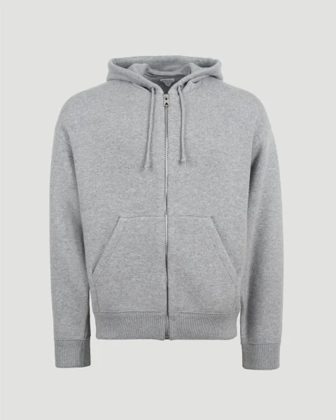 Zip-Up Cashmere Hoodie in Grey