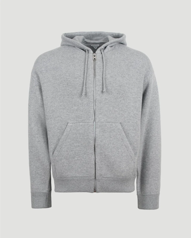 Zip-Up Cashmere Hoodie in Grey