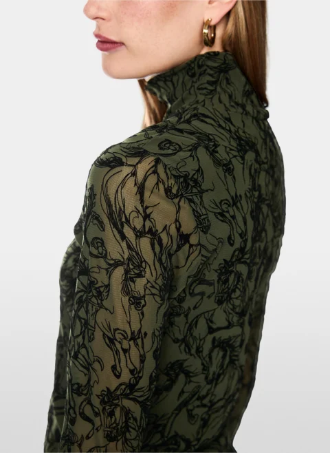 Блуза с кадифен принт Marc Cain Collections — снимка 11