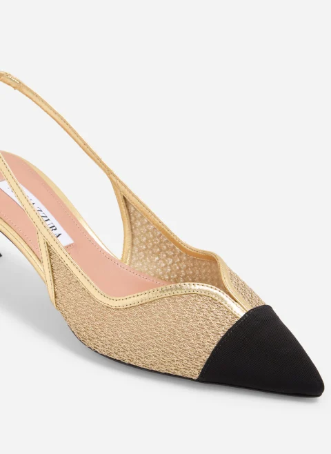 Обувки на ток с метален ефект 'Gia' Aquazzura — снимка 4